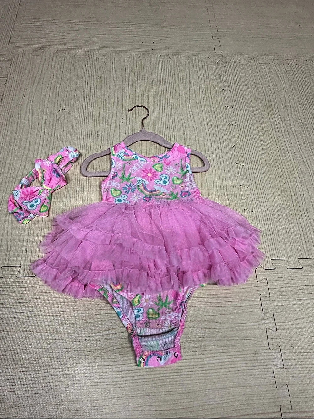Barbie Floral Tutu Dress with Headband Size 18M Like New